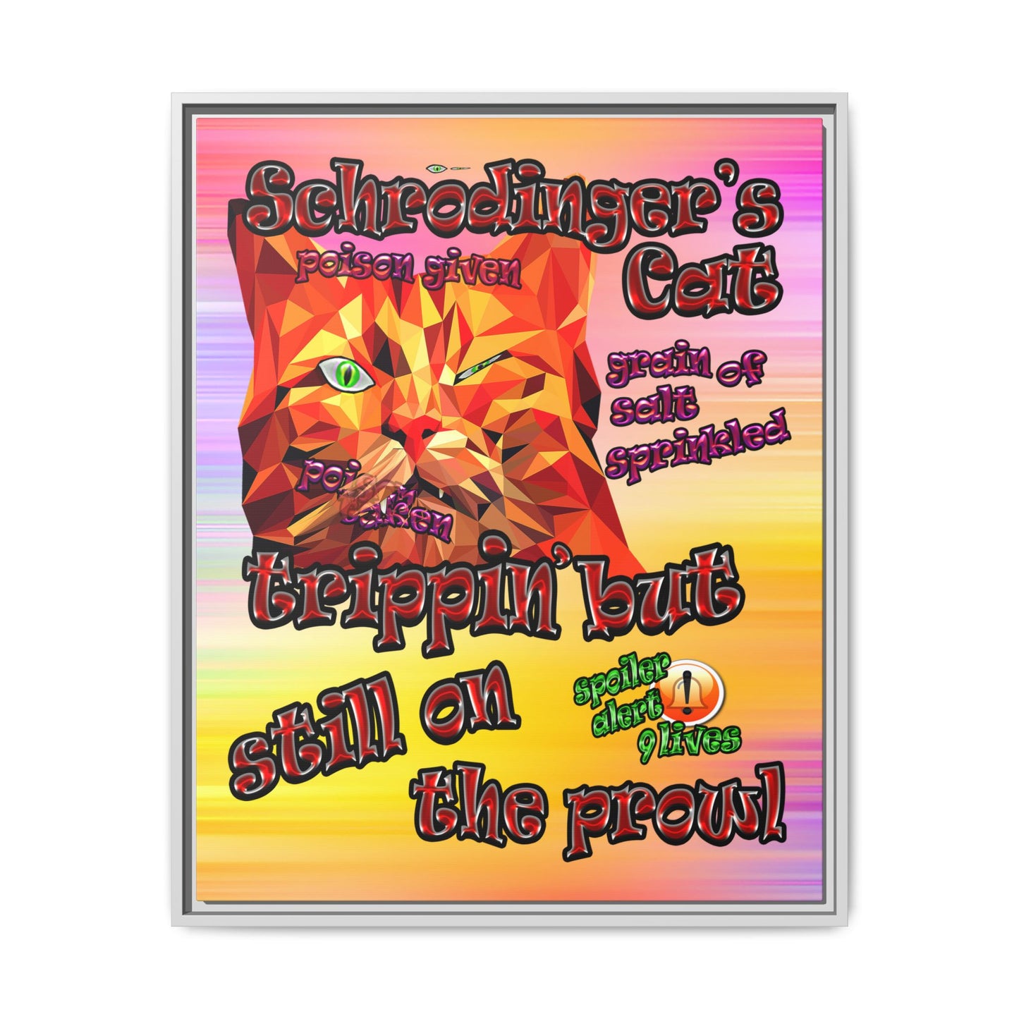 schrodinger's cat - framed canvas art (color blur)