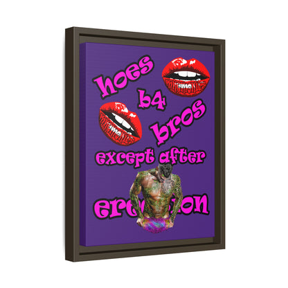 hoes b4 bros - framed canvas art (purple)