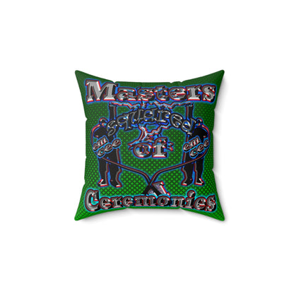 em cee squared - Spun Polyester Square Pillow - (logo green)