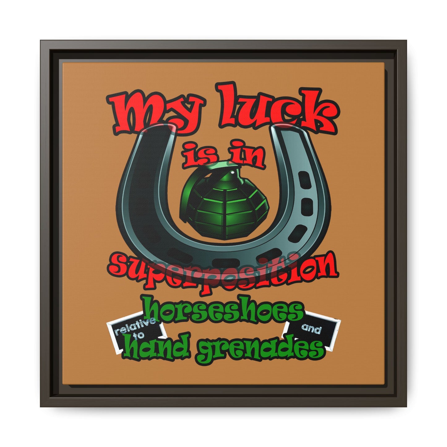 my luck - framed canvas art (light brown)