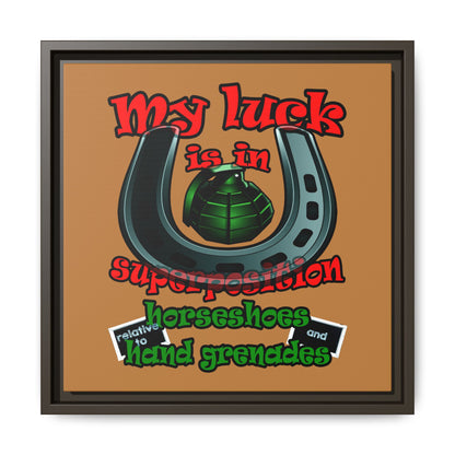 my luck - framed canvas art (light brown)