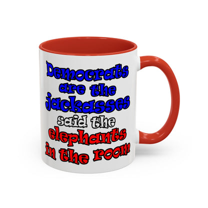 donkeys and elephants - Accent Mug (white)
