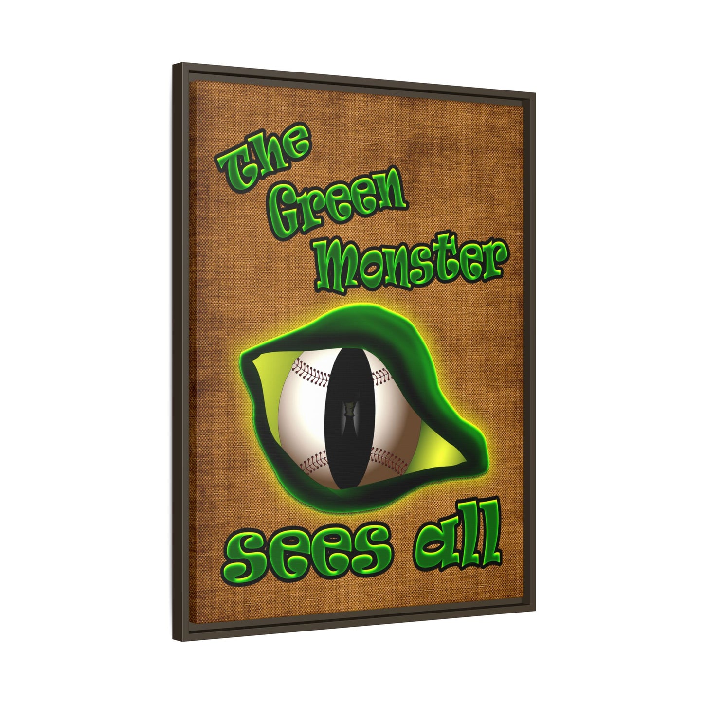 green monster - framed canvas art (brown papyrus)