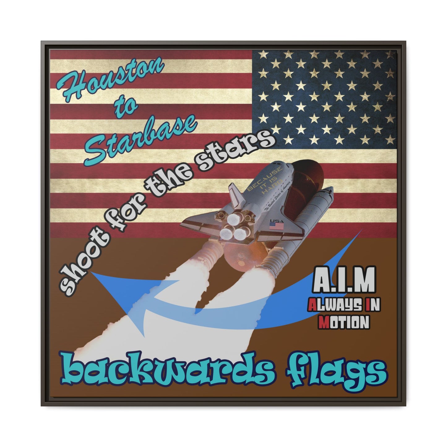 shoot for the stars - framed canvas art (brown)