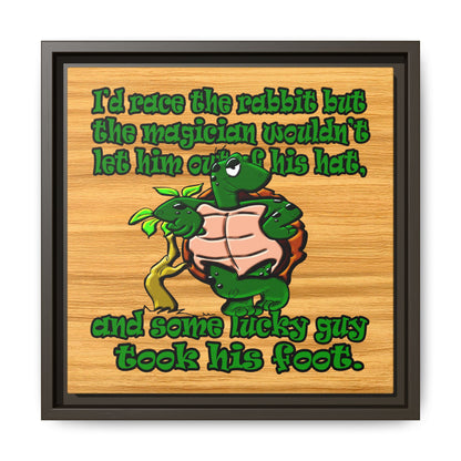 turtle race - framed canvas art (butterscotch wood finish)