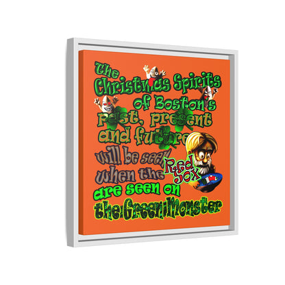 christmas spirits of boston - framed canvas art (orange)