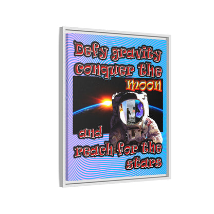 defy conquer reach - framed canvas art (light blue-purple wave)