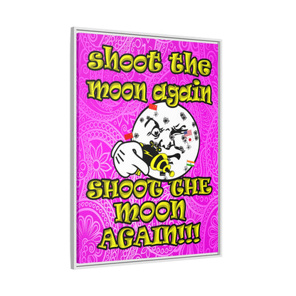 shoot the moon again - framed canvas art (pink swirl)