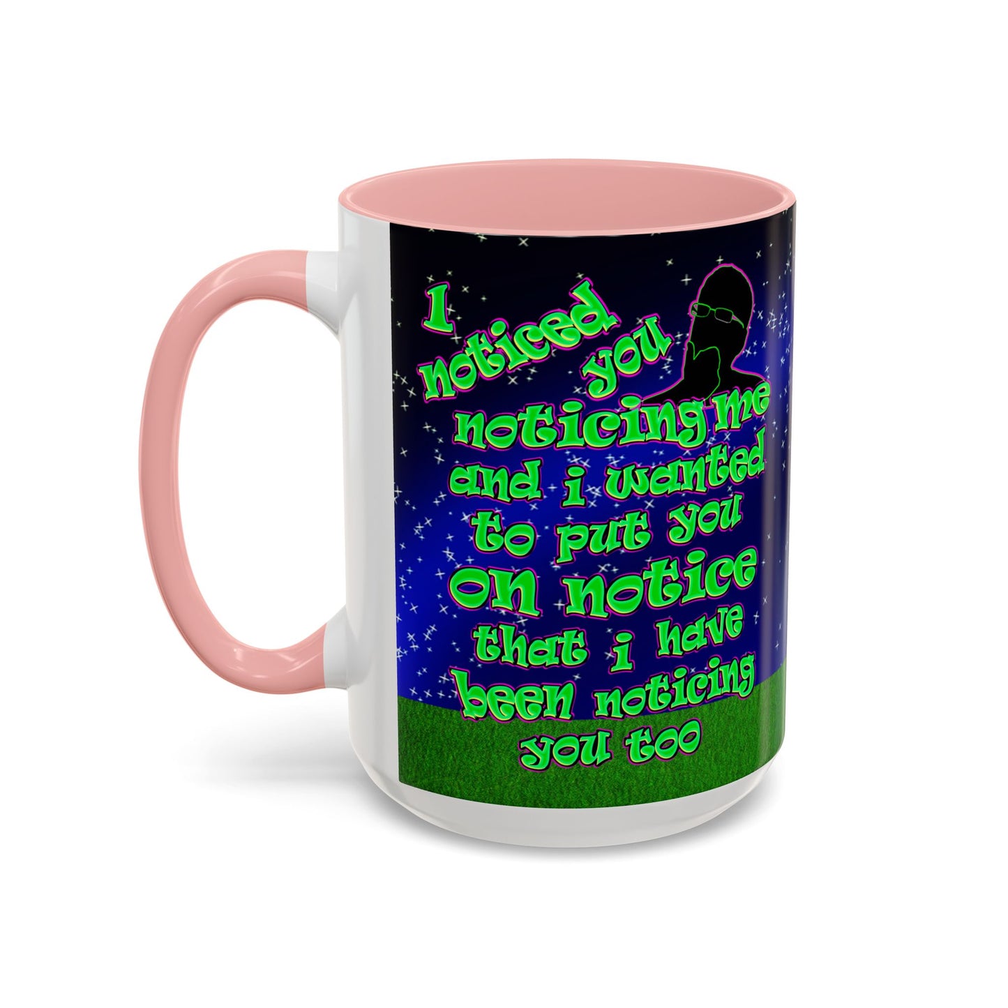 noticed you noticing - Accent Mug ('snoops' background)