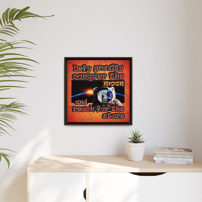 defy conquer reach - framed canvas art (burnt orange)