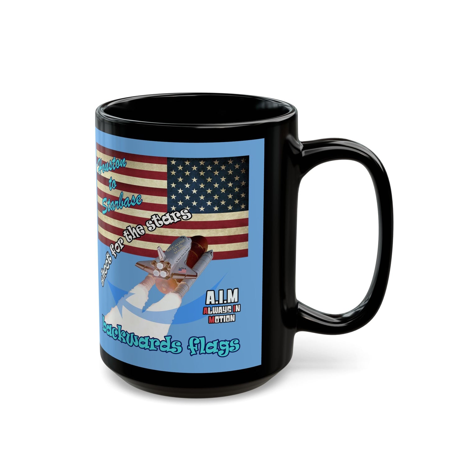 shoot for the stars - Black Mug (light blue)