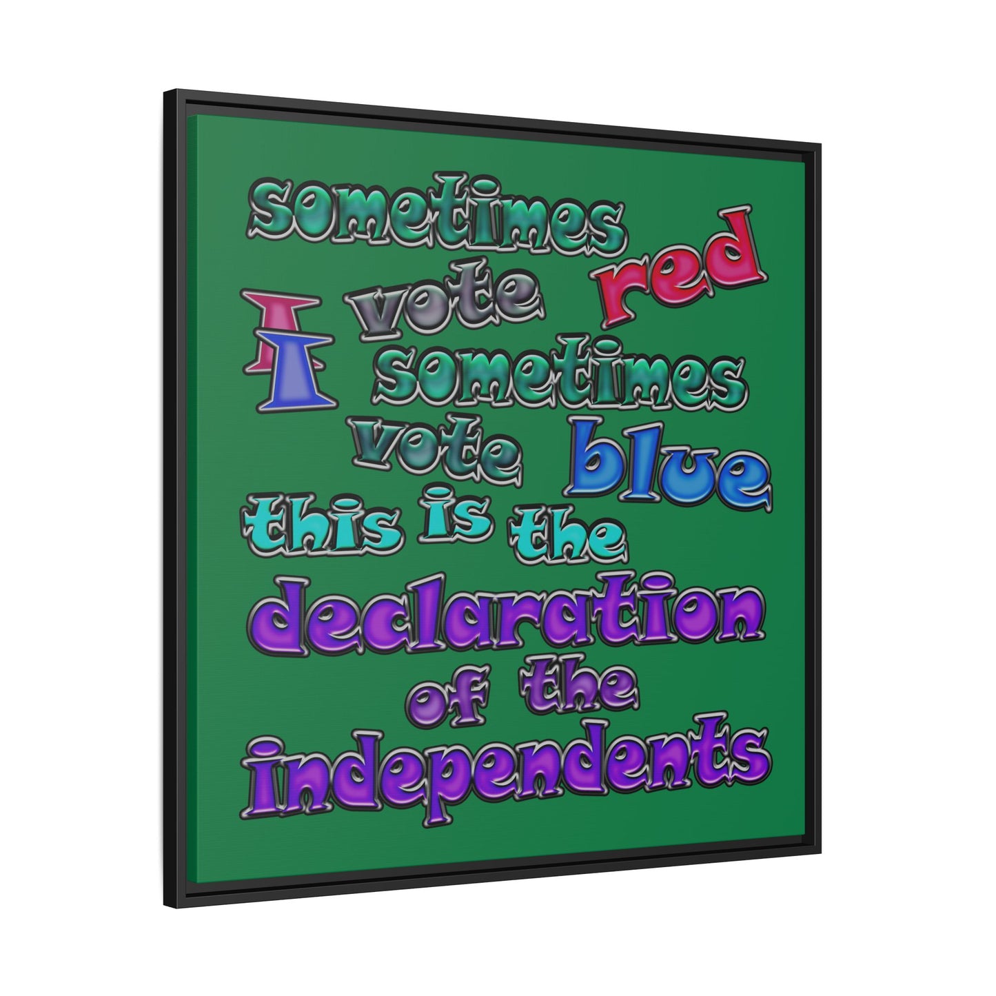 declaration of the independents - framed canvas art (dark green)