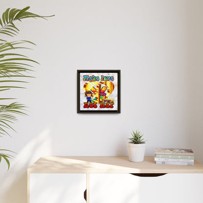 love peace - framed canvas art (white marble)