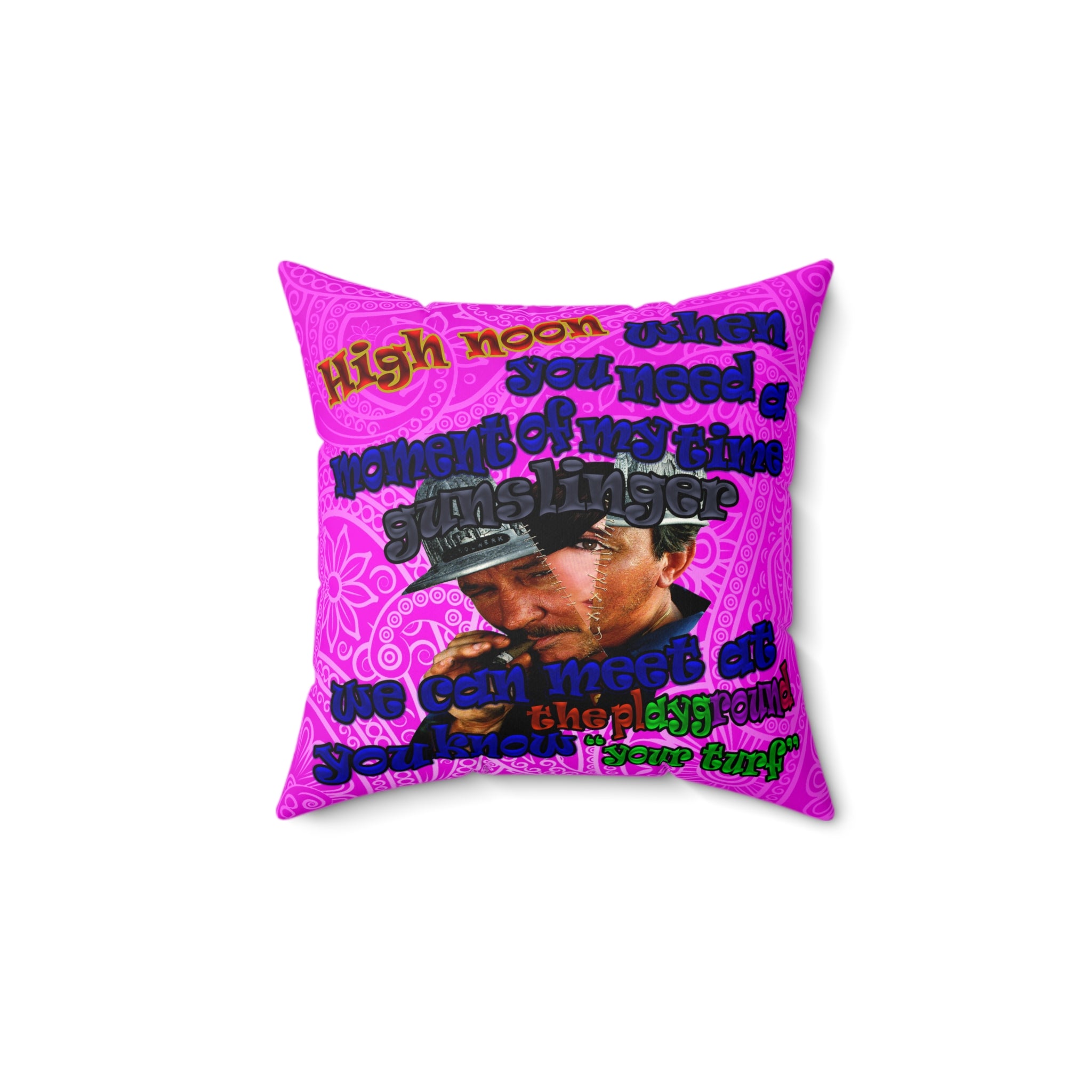 high noon - Spun Polyester Square Pillow - (pink swirl)