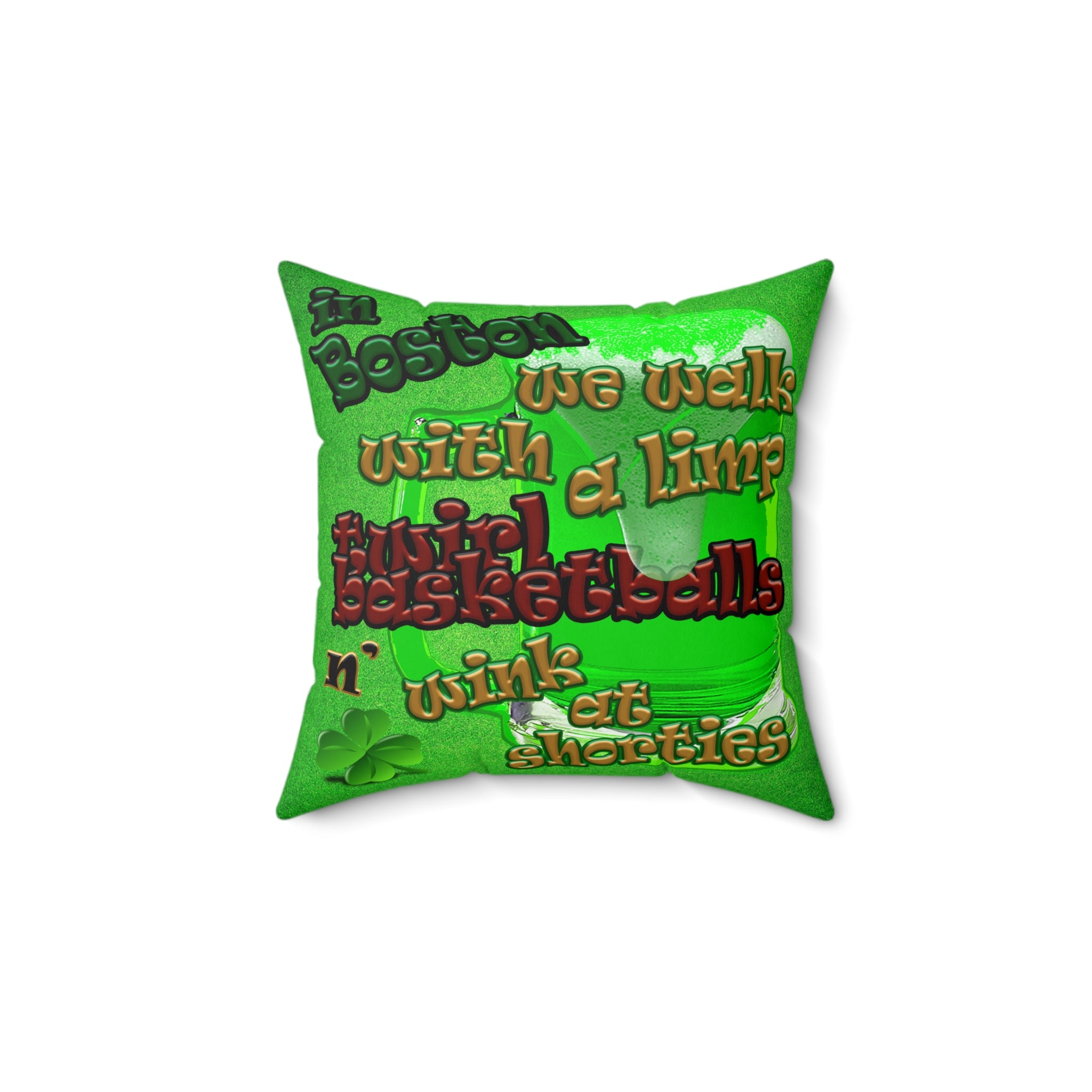 celtics logo - Spun Polyester Square Pillow - (green turf)