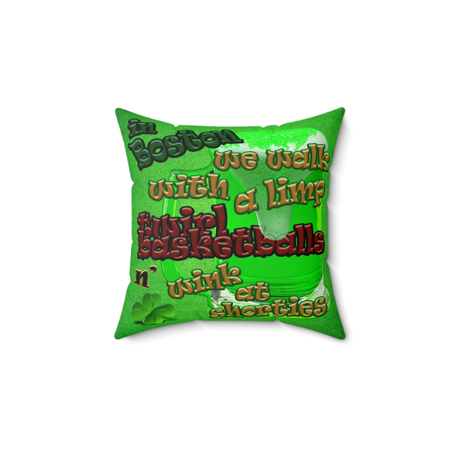 celtics logo - Spun Polyester Square Pillow - (green turf)