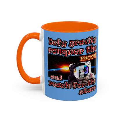 defy conquer reach - Accent Mug (light blue)