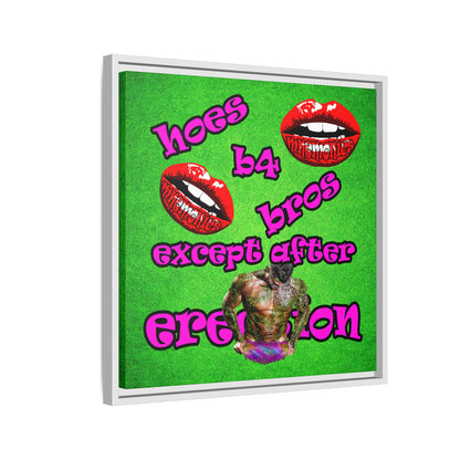 hoes b4 bros - framed canvas art (green turf)