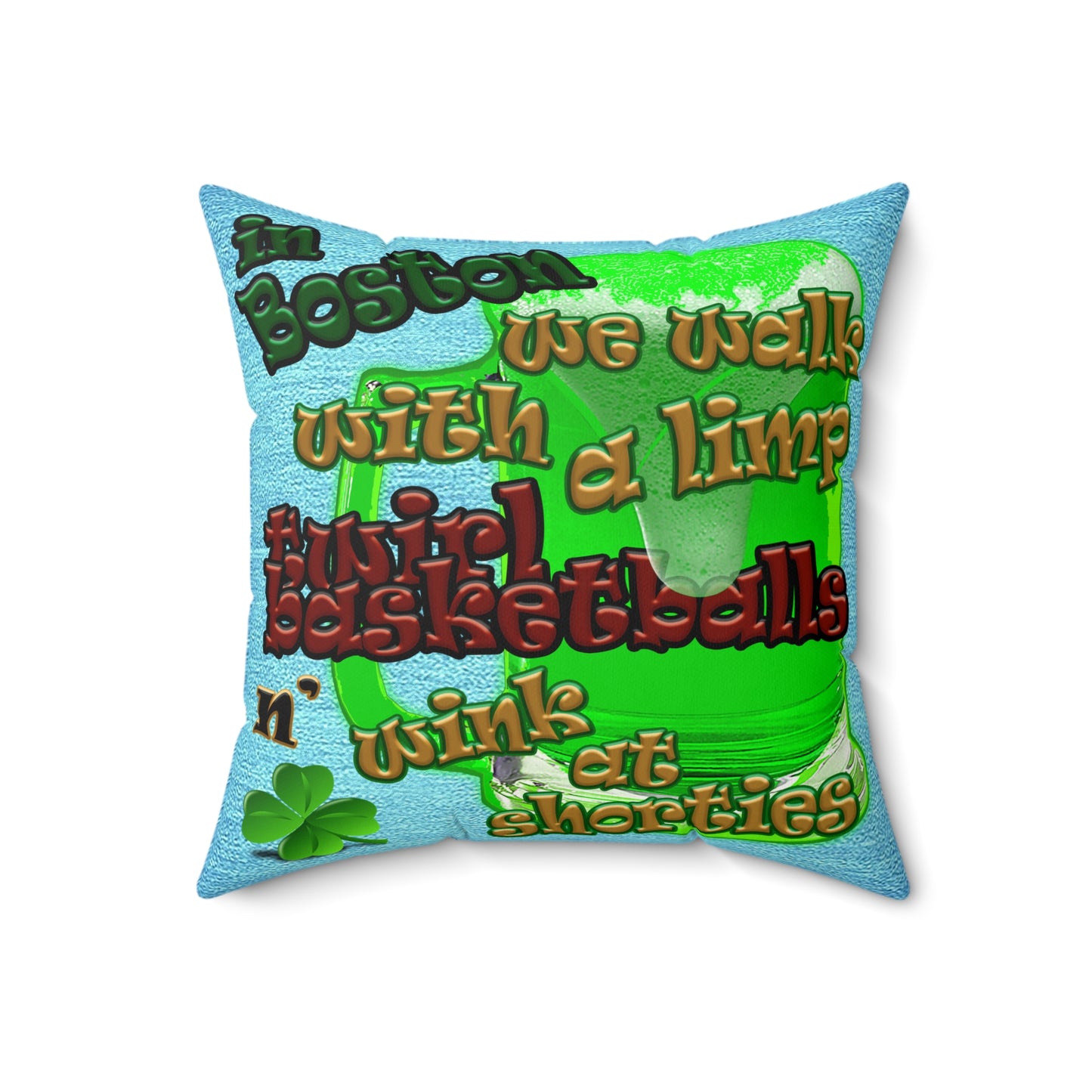 celtics logo - Faux Suede Square Pillow - (faded blue)