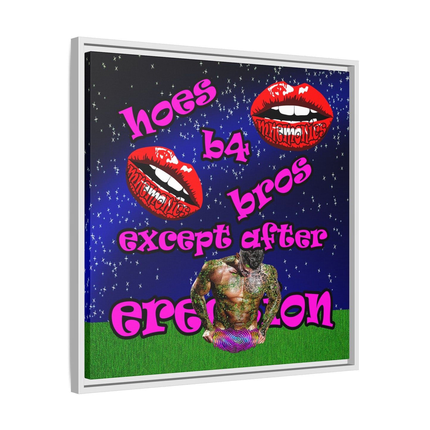 hoes b4 bros - framed canvas art ('snoops' background)