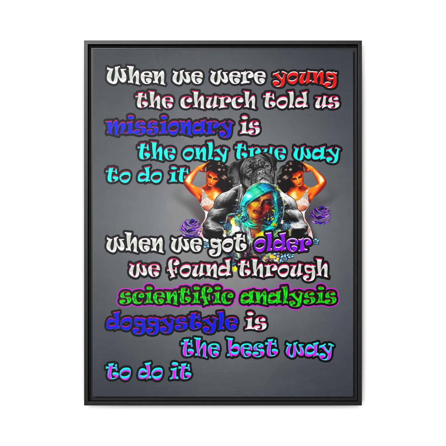doggystyle - framed canvas art (grey-light grey)