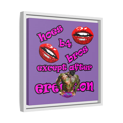 hoes b4 bros - framed canvas art (light purple)