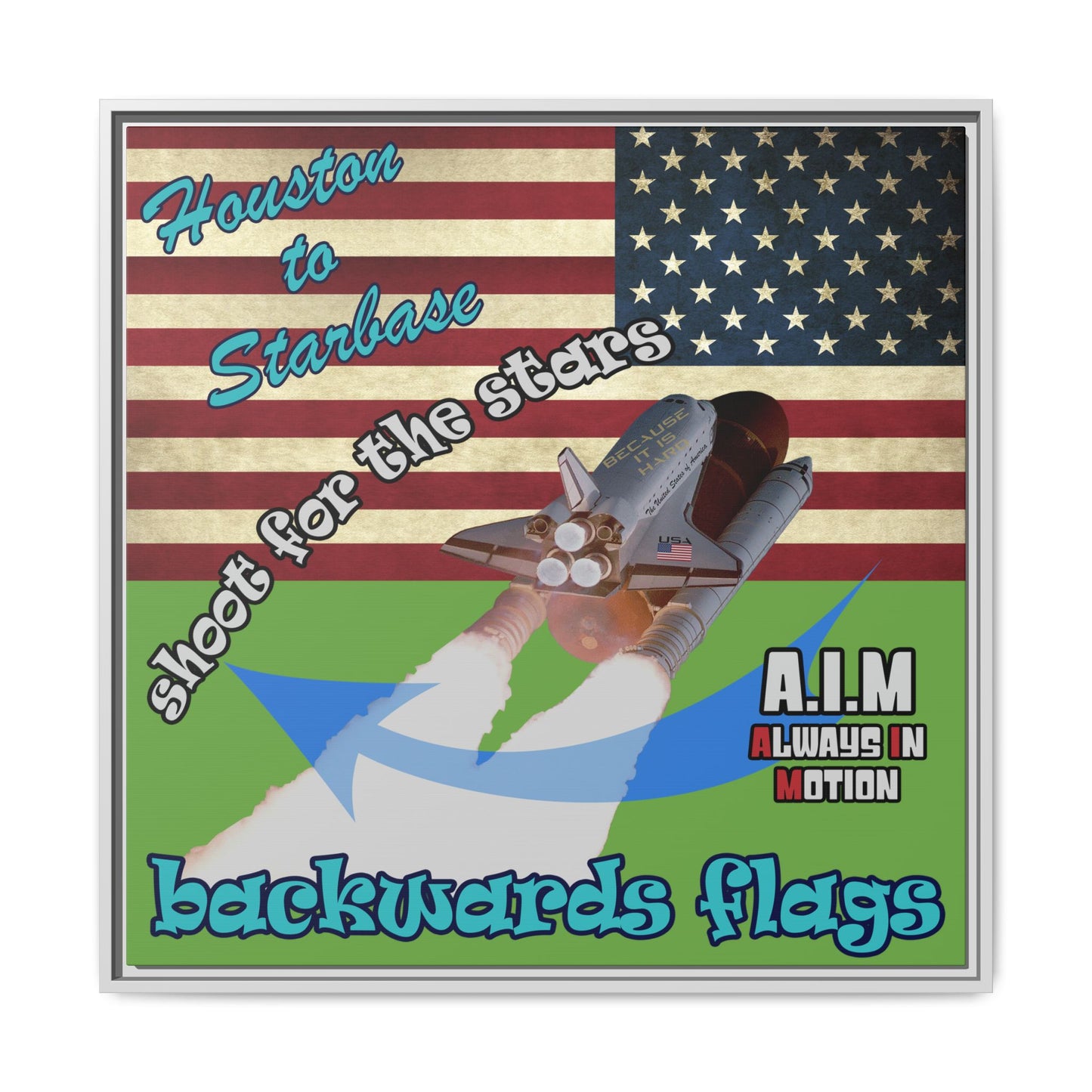shoot for the stars - framed canvas art (green)