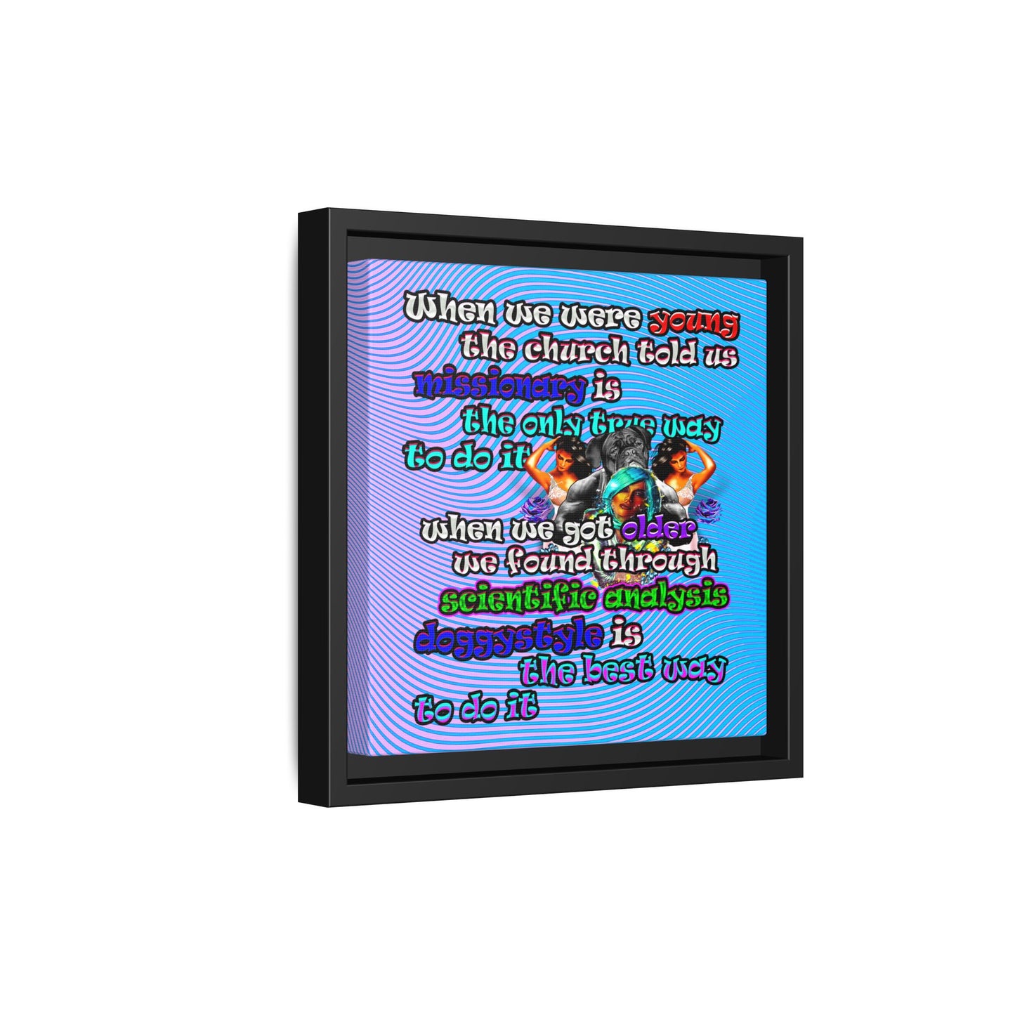 doggystyle - framed canvas art (light blue-purple wave)
