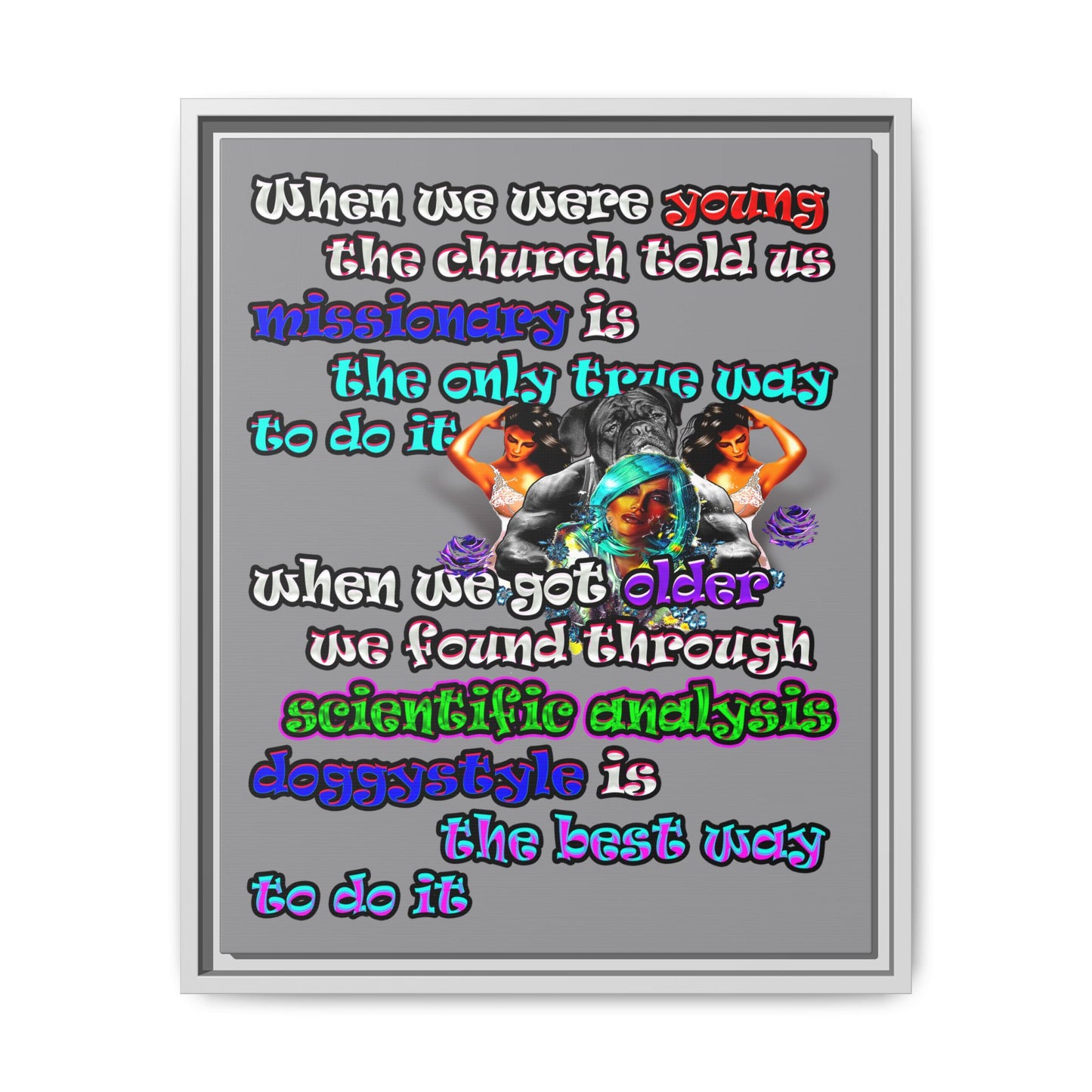 doggystyle - framed canvas art (grey)