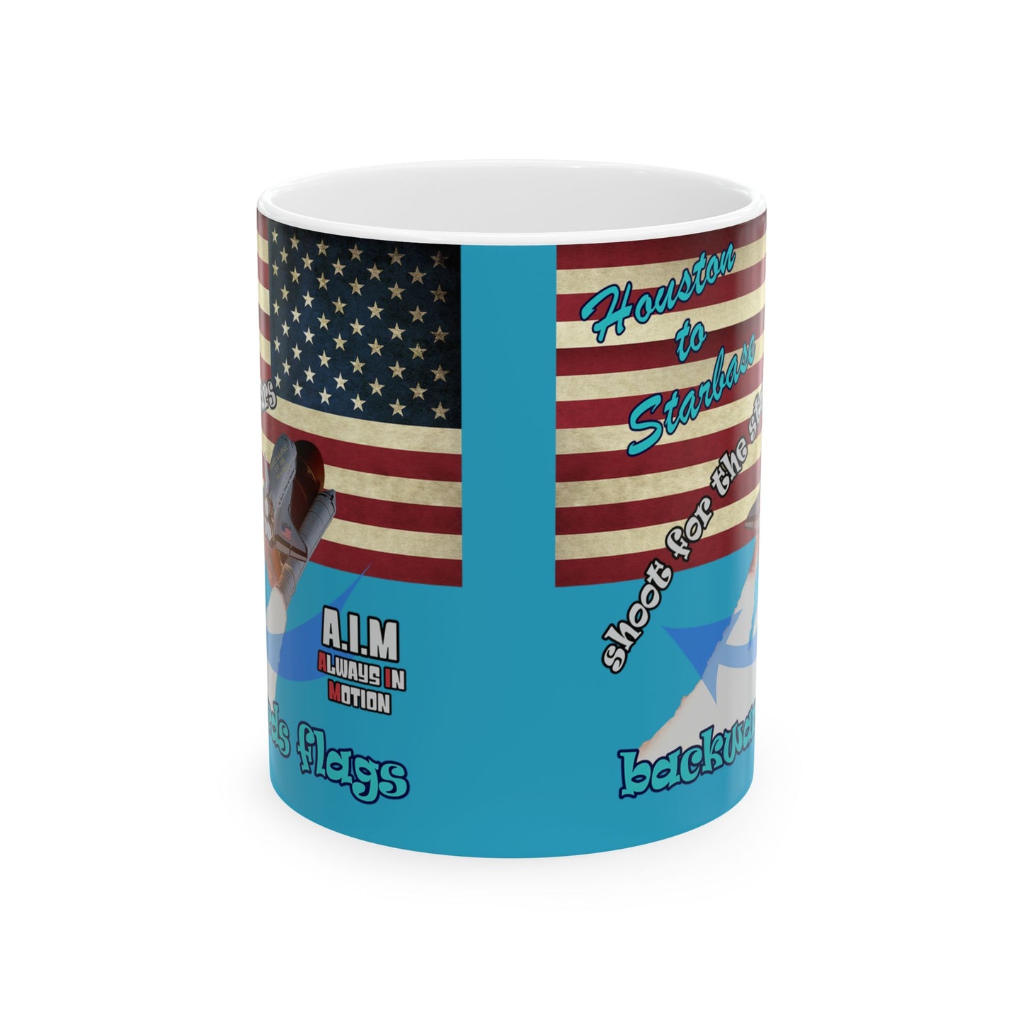 shoot for the stars - White Mug (turquoise)