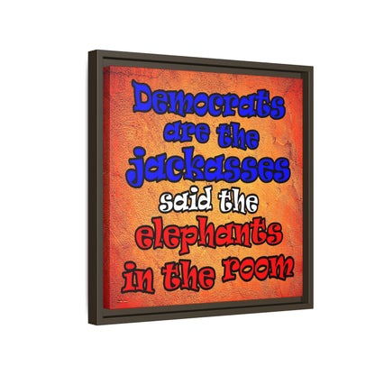donkeys and elephants - framed canvas art (burnt orange)