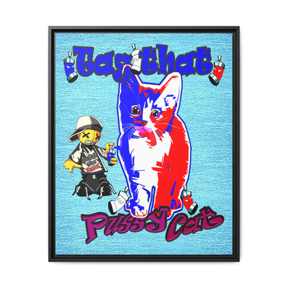 tag that - framed canvas art (faded blue)