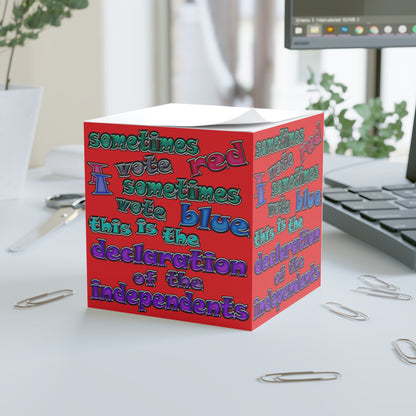 declaration of the independents - note cube (red)
