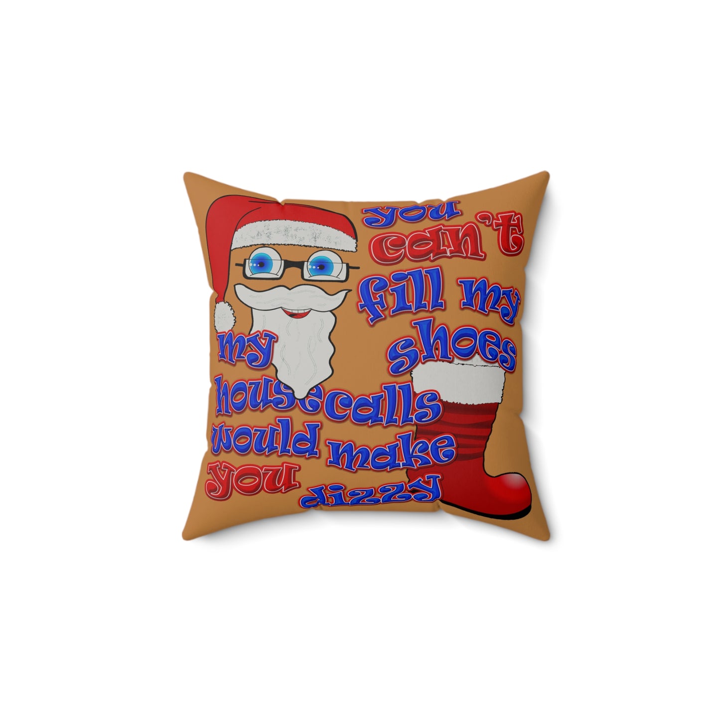 santa's shoes - Faux Suede Square Pillow - (light brown)