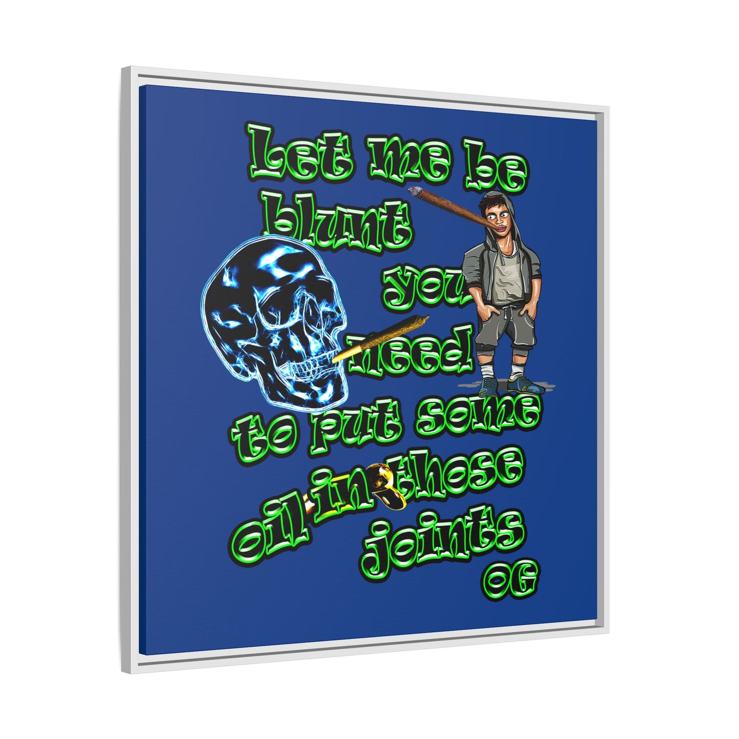 og - framed canvas art (dark blue)