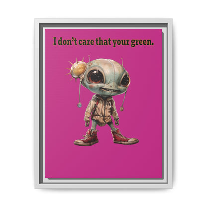 I don't care that your green - framed canvas art (pink)