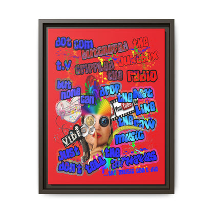 drop the beat - framed canvas art (red)