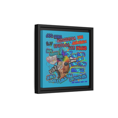drop the beat - framed canvas art (turquoise)