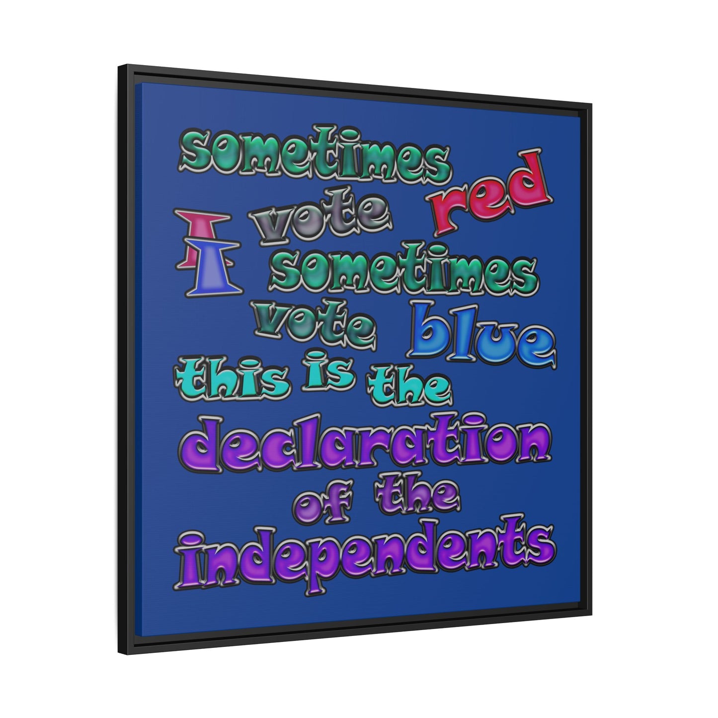 declaration of the independents - framed canvas art (dark blue)