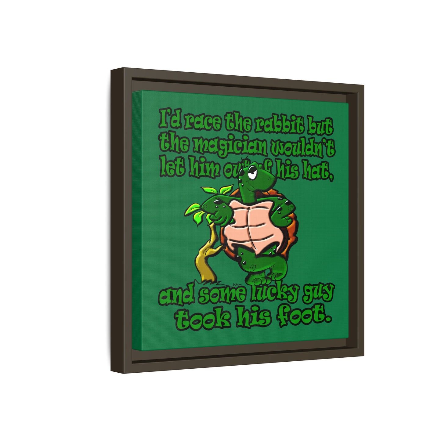 turtle race - framed canvas art (dark green)
