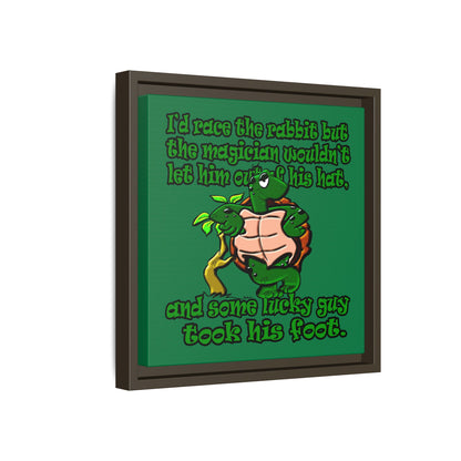turtle race - framed canvas art (dark green)