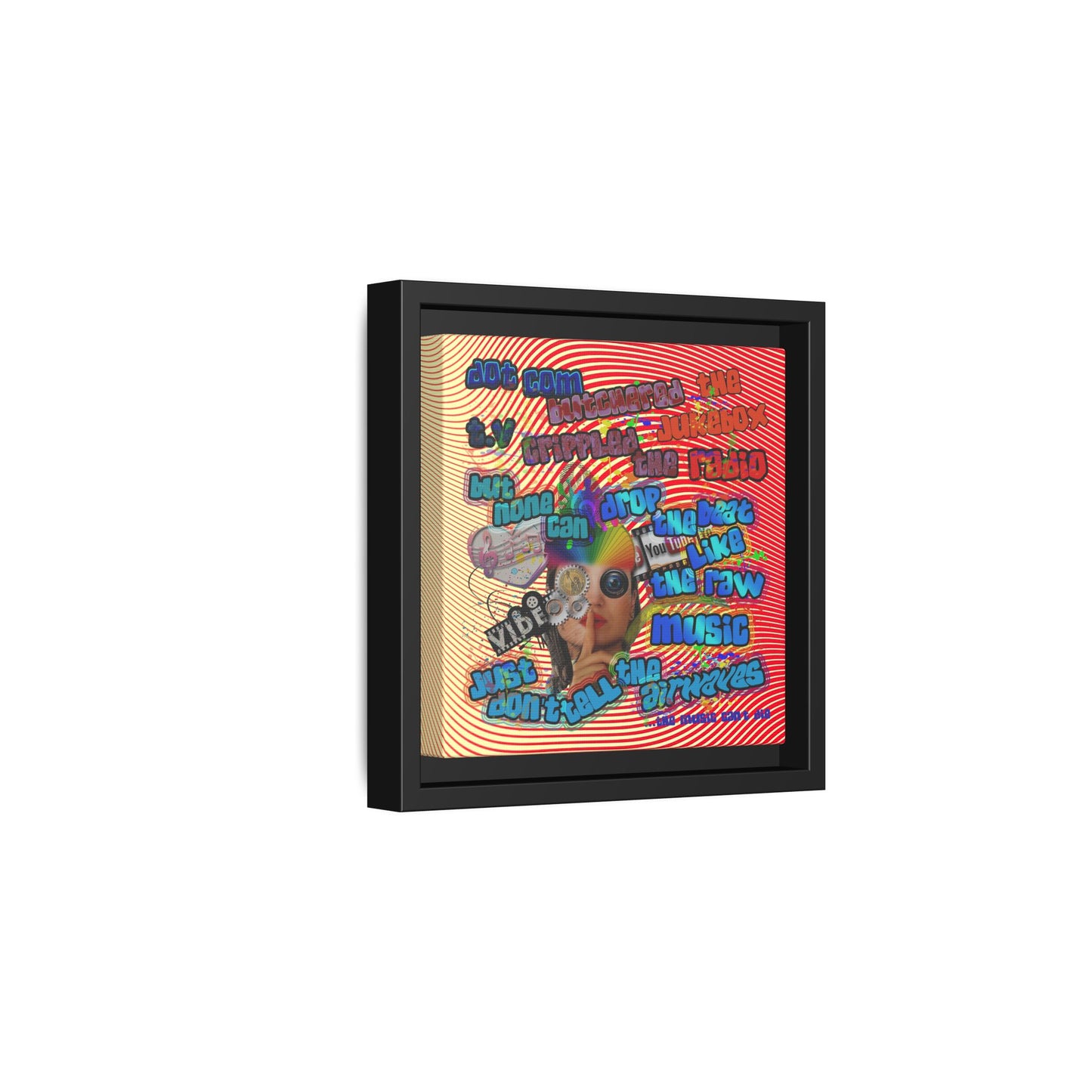 drop the beat - framed canvas art (yellow-orange wave)