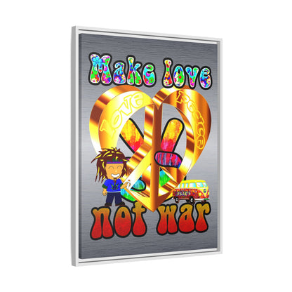 love peace - framed canvas art (brushed nickel)