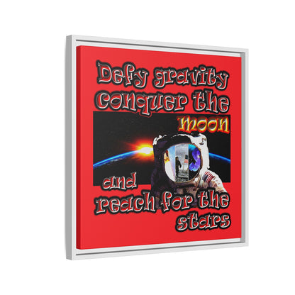 defy conquer reach - framed canvas art (red)