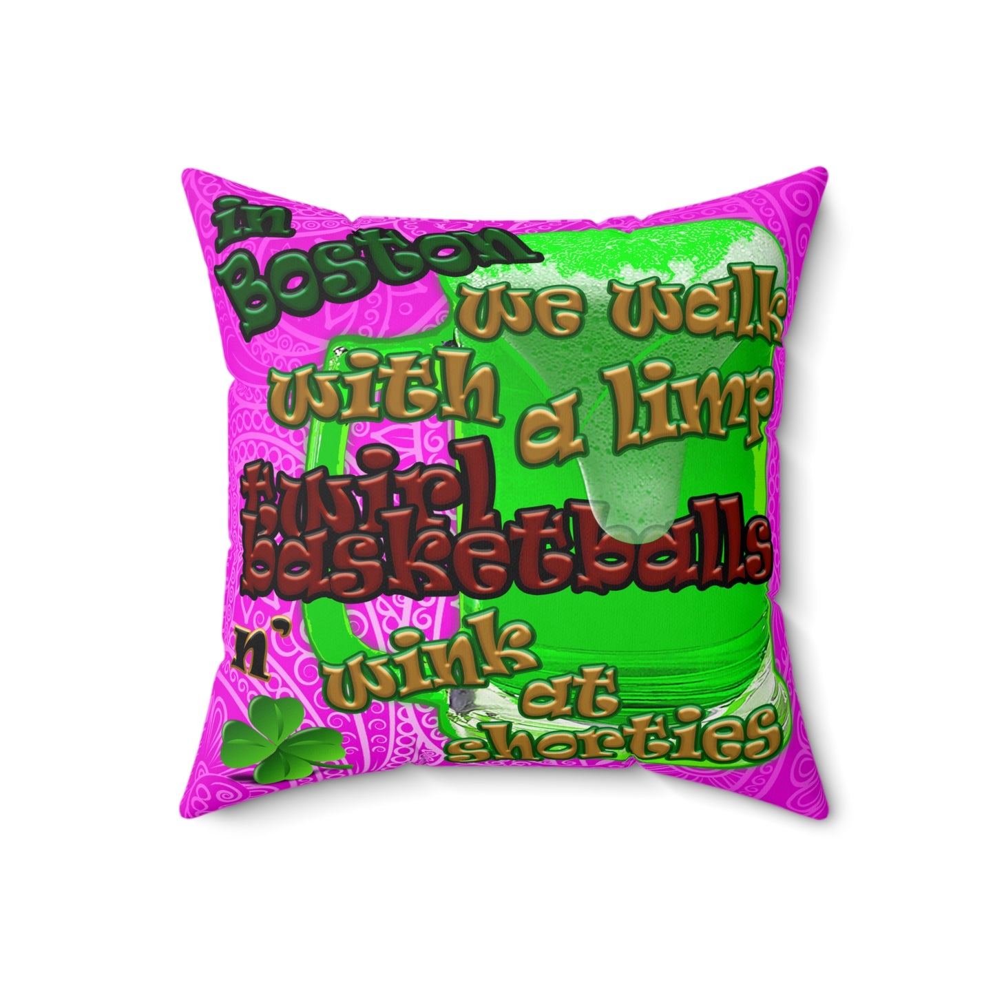 celtics logo - Faux Suede Square Pillow - (pink swirl)