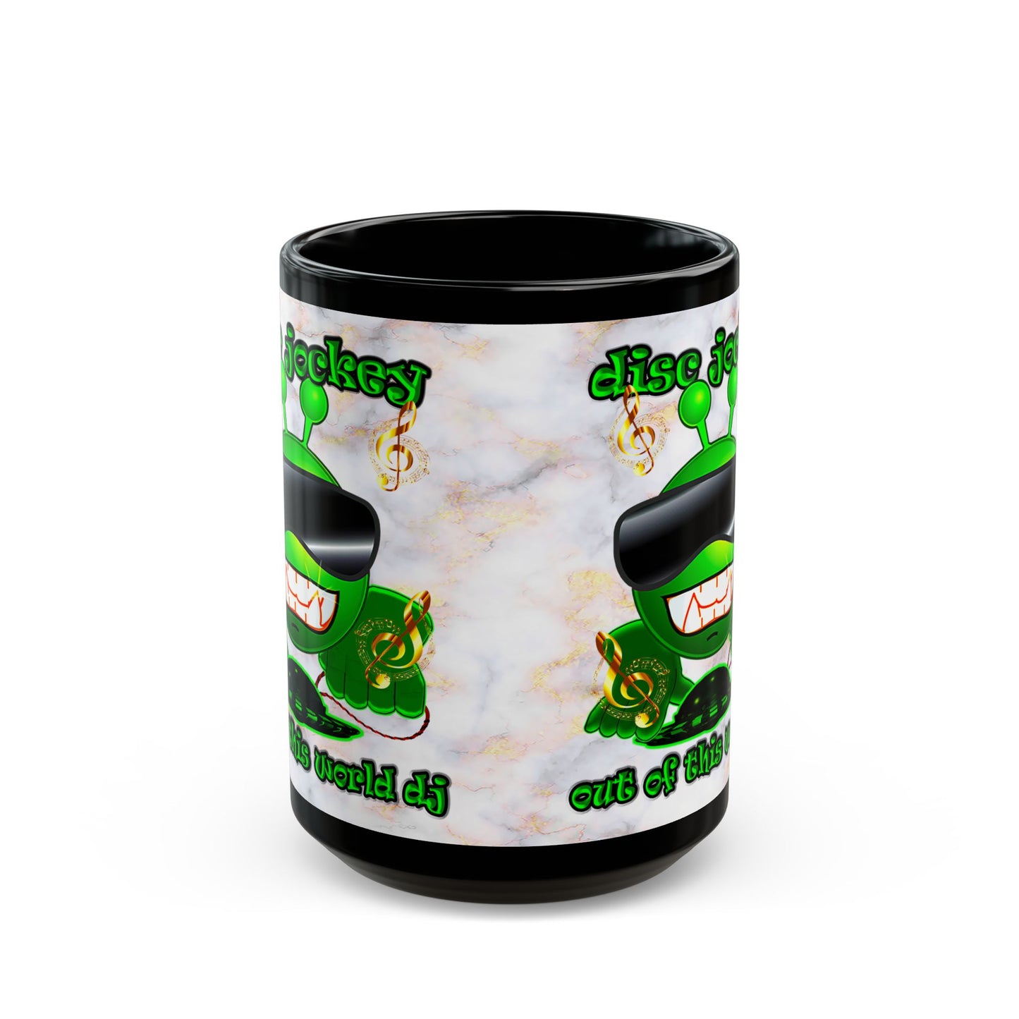 disc jockey - Black Mug (white marble)