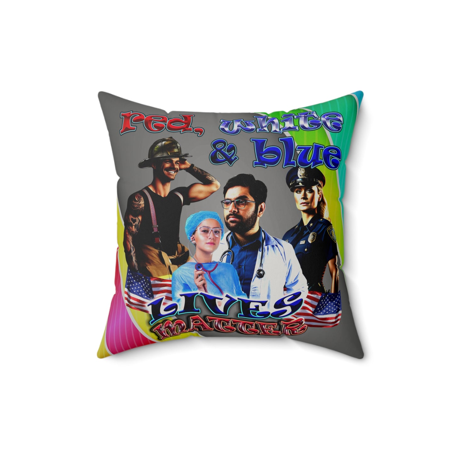 rw&b lives matter - Faux Suede Square Pillow - (rainbow split)