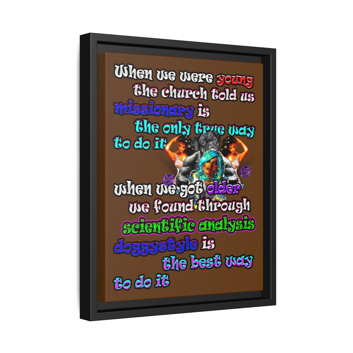 doggystyle - framed canvas art (brown)