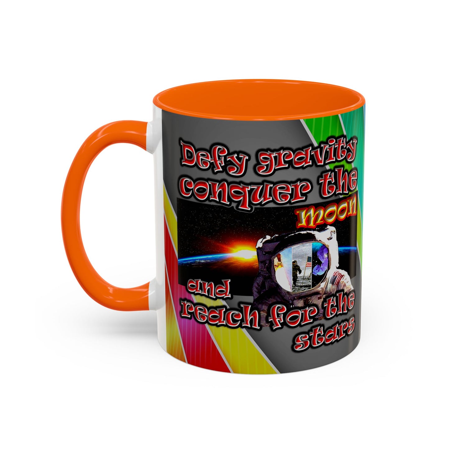 defy conquer reach - Accent Mug (rainbow split)