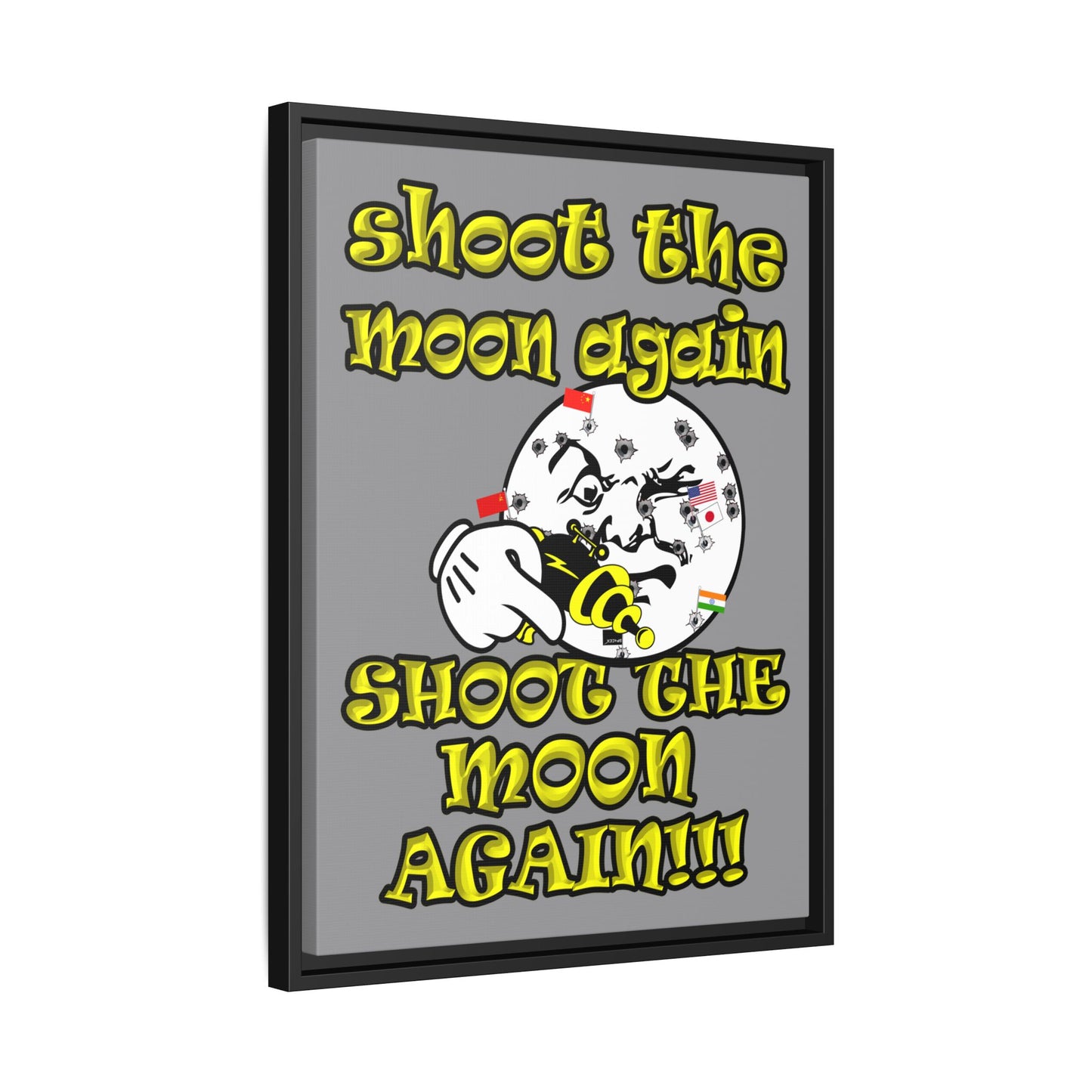 shoot the moon again - framed canvas art (grey)